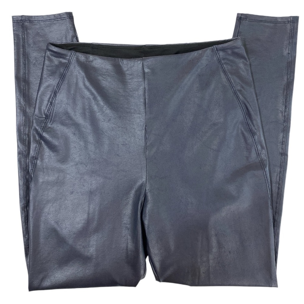 Lysse' Patterned/Foiled Faux Leather Leggings Navy Blue Size L